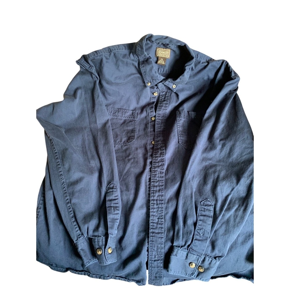 CE Schmidt Workwear Button Down Shirt Mens 2XL‎ Blue Long Sleeve Cotton